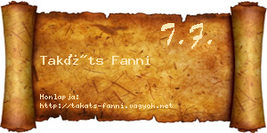 Takáts Fanni névjegykártya